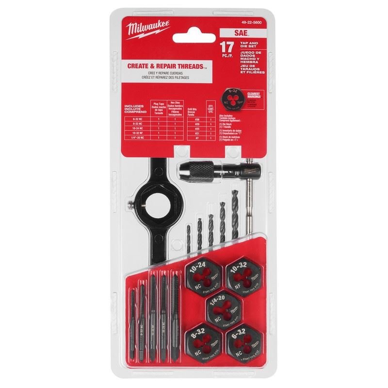 Milwaukee 49 - 22 - 5600 17PC SAE Tap and Die Set - Mississauga Hardware Centre Inc