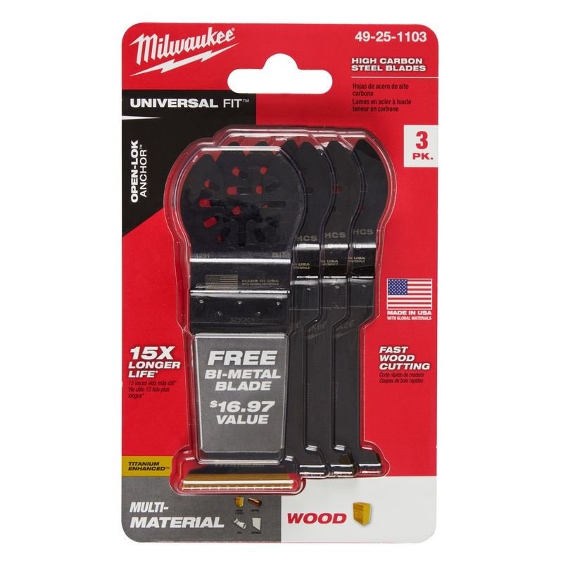 Milwaukee 49 - 25 - 1103 OPEN - LOK 1 - 3/8 in Hcs Wood Blades 3 Pk - Mississauga Hardware Centre Inc