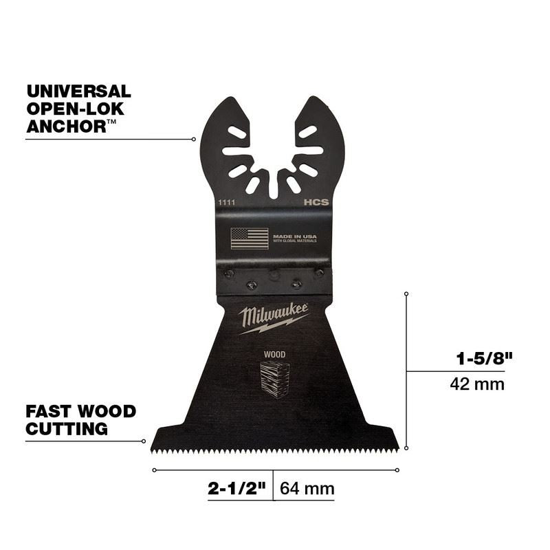 Milwaukee 49 - 25 - 1111 OPEN - LOK 2 - 1/2 in Hcs Wood Blade 1 Pk - Mississauga Hardware Centre Inc