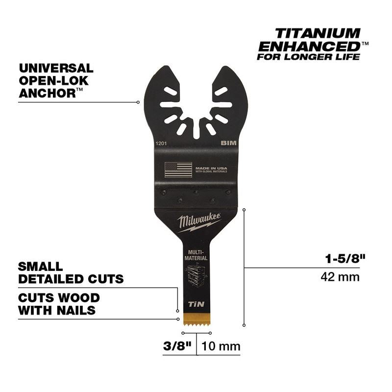 Milwaukee 49 - 25 - 1201 OPEN - LOK 3/8 in Titanium Enhanced Bi - Metal Multi - Material Blade 1 Pk - Mississauga Hardware Centre Inc