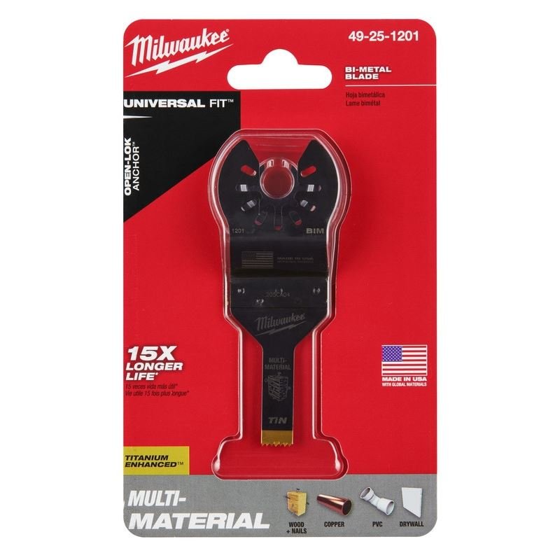 Milwaukee 49 - 25 - 1201 OPEN - LOK 3/8 in Titanium Enhanced Bi - Metal Multi - Material Blade 1 Pk - Mississauga Hardware Centre Inc