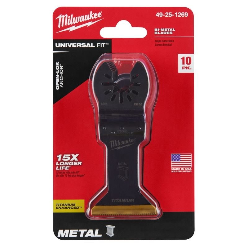 Milwaukee 49 - 25 - 1269 OPEN - LOK 1 - 3/4 in Titanium Enhanced Bi - Metal Metal Blades 10 Pk - Mississauga Hardware Centre Inc