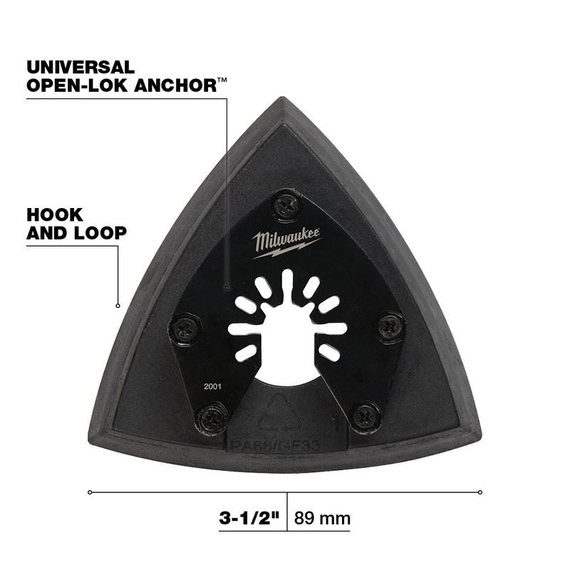 Milwaukee 49 - 25 - 2001 OPEN - LOK 3 - 1/2 in Triangle Sanding Pad 1 Pk - Mississauga Hardware Centre Inc
