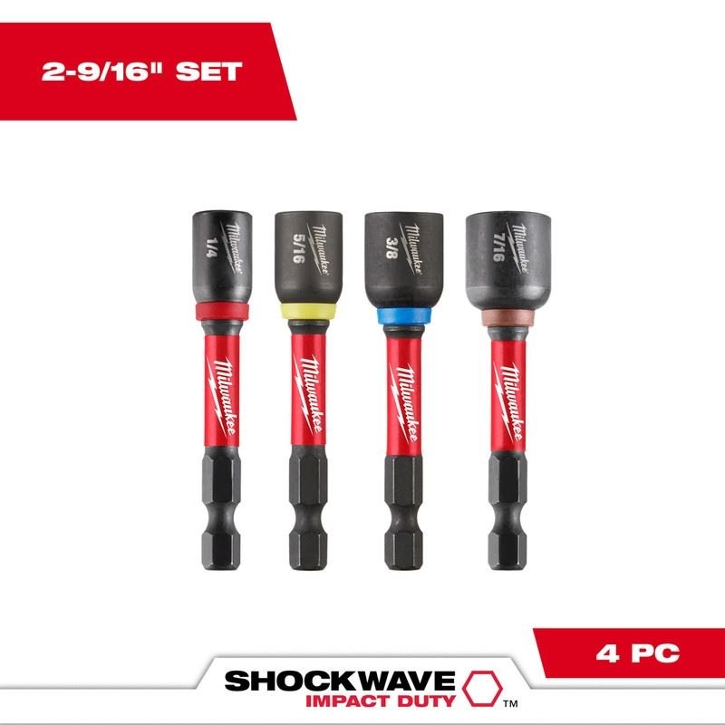 Milwaukee 49 - 66 - 4566 4pc Magnetic Nut Setter Set - 2 - 9/16in - Mississauga Hardware Centre Inc