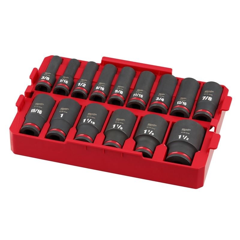 Milwaukee 49 - 66 - 6817 SHOCKWAVE Impact Duty Socket 1/2in Dr 15PC SAE TRAY Set - Mississauga Hardware Centre Inc