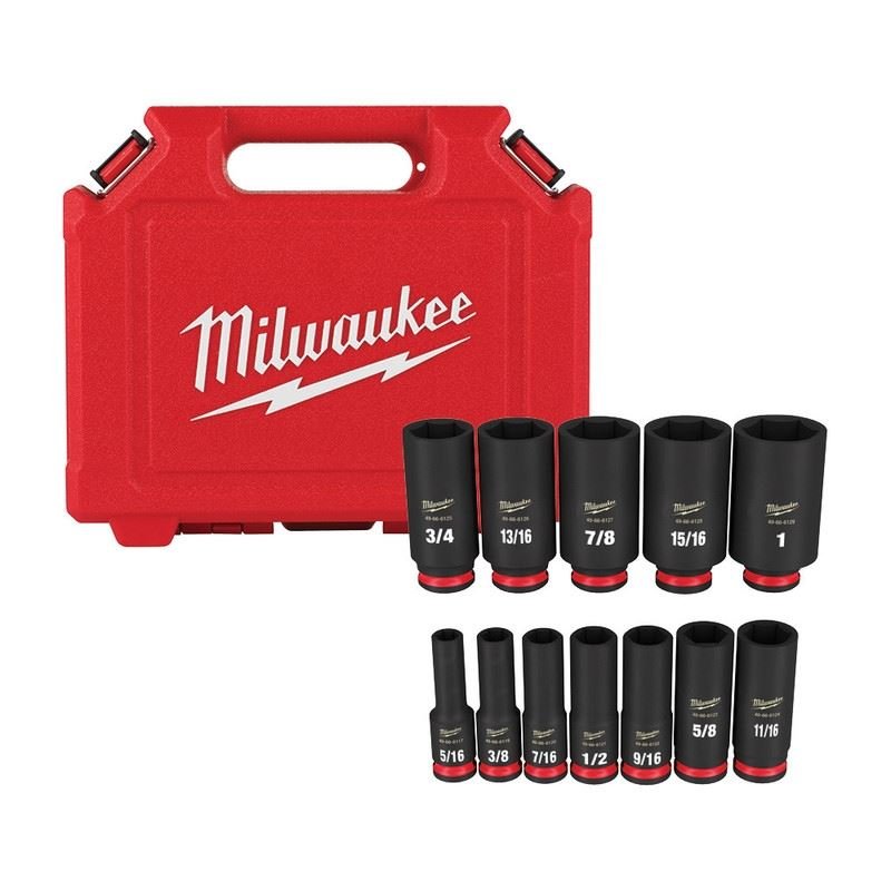 Milwaukee 49 - 66 - 7006 12PC SHOCKWAVE Impact Duty 3/8in Drive SAE Deep 6 Point Socket Set - Mississauga Hardware Centre Inc