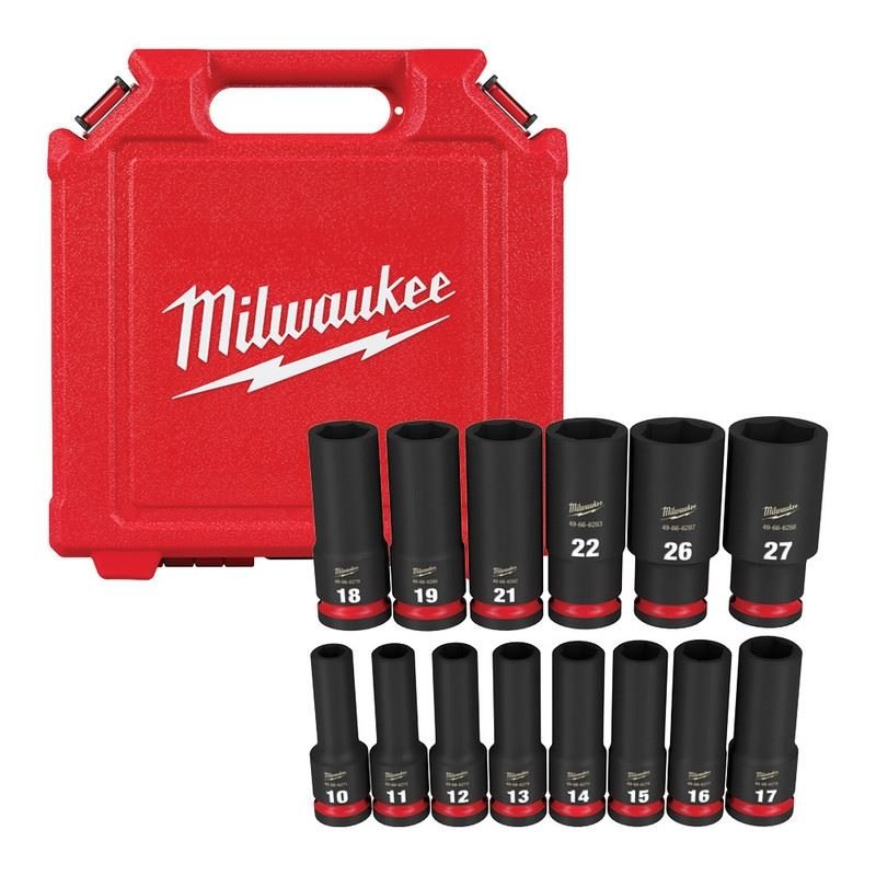 Milwaukee 49 - 66 - 7014 14PC SHOCKWAVE Impact Duty 1/2in Drive Metric Deep 6 Point Socket Set - Mississauga Hardware Centre Inc