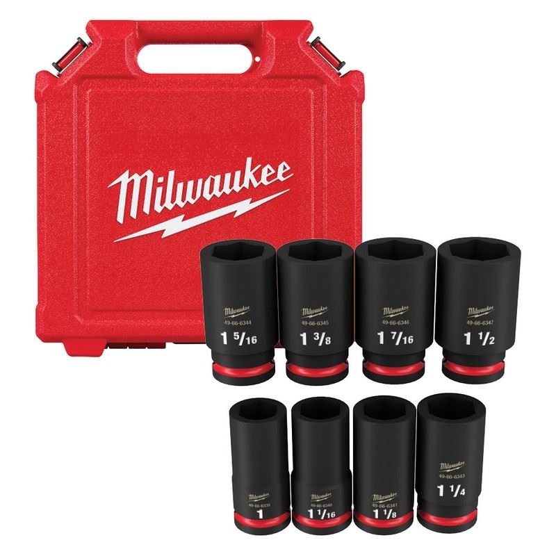 Milwaukee 49 - 66 - 7018 8PC SHOCKWAVE Impact Duty 3/4in Drive SAE Deep 6 Point Socket Set - Mississauga Hardware Centre Inc