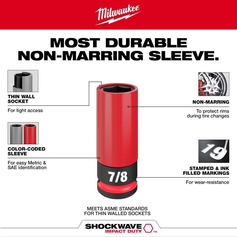 Milwaukee 49 - 66 - 7833 SHOCKWAVE Impact Duty 1/2 Drive SAE and Metric 11PC Lug Nut Wheel Socket Set - Mississauga Hardware Centre Inc