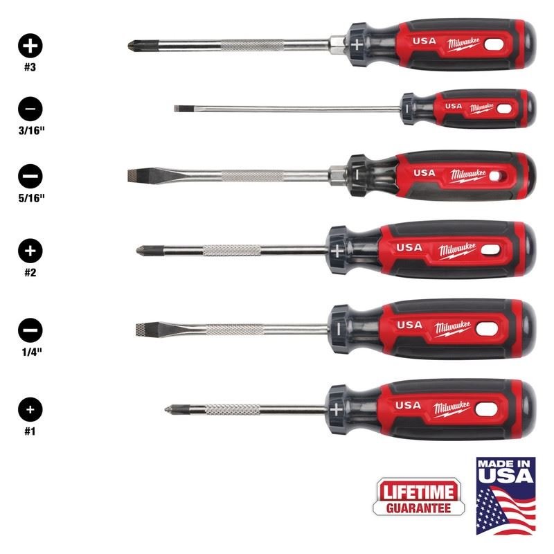 Milwaukee MT200 - 6 6PC Cushion Grip Screwdriver Set (USA) - Mississauga Hardware Centre Inc