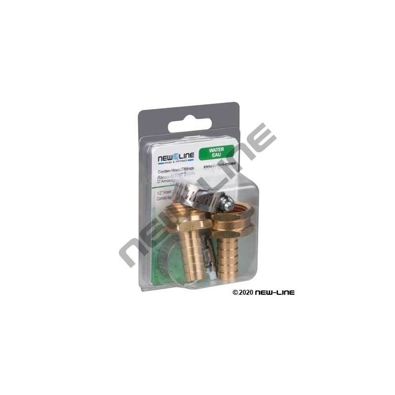 NEW - LINE 1/2" BRASS GARDEN HOSE THREAD STEM COMBO W/ CLAMP - Mississauga Hardware Centre Inc