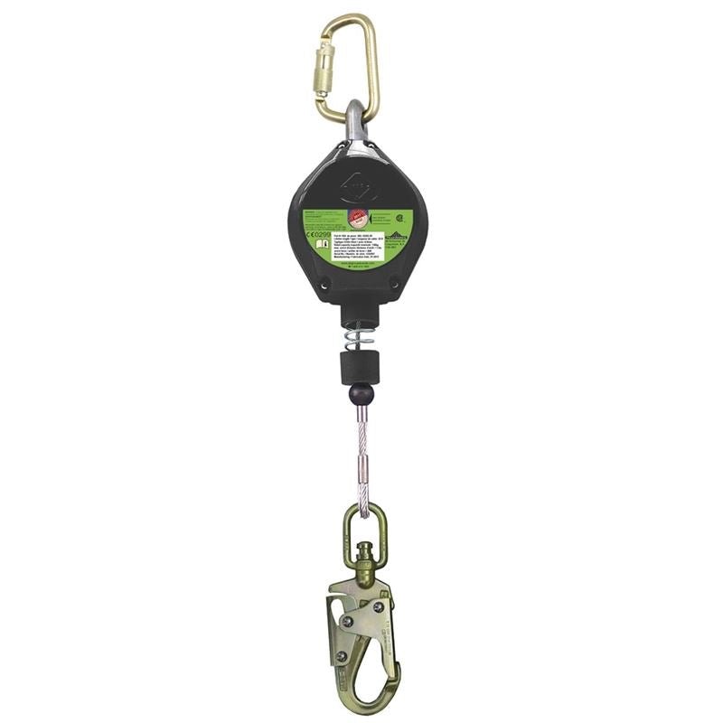 Peakworks V845533020LE 20ft Leading Edge SRL w 3/16in Galv. Stl Cable - Al. Hsing - Type 2 - Snap Hook - Mississauga Hardware Centre Inc