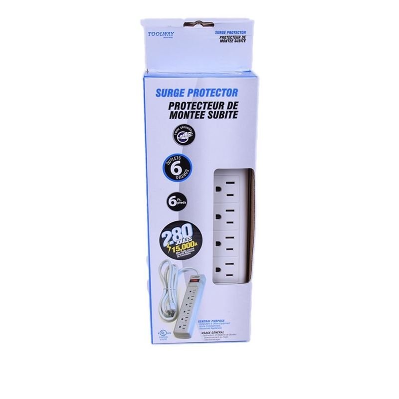 Power Bar w / Surge 6FT 6 Outlet 280 Joules - Mississauga Hardware Centre IncTOOLWAY140001
