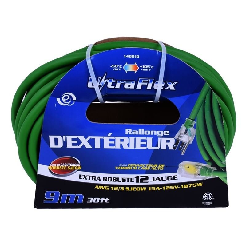 Toolway 140010 30ft Single Tap Extension Cord - SJEOW 12/3 - Mississauga Hardware Centre Inc