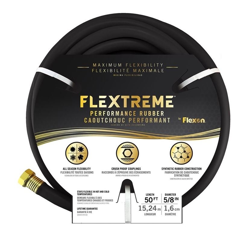 Toolway 88010412 Garden Hose 5/8 In X 50ft Flextreme Perfomance Rubber Black - Mississauga Hardware Centre Inc