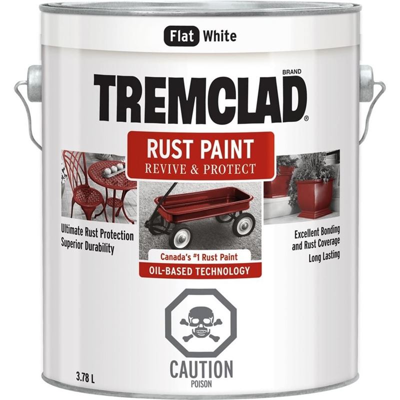 TREMCLAD Rust Paint 3.78L FLAT WHITE - Mississauga Hardware Centre Inc