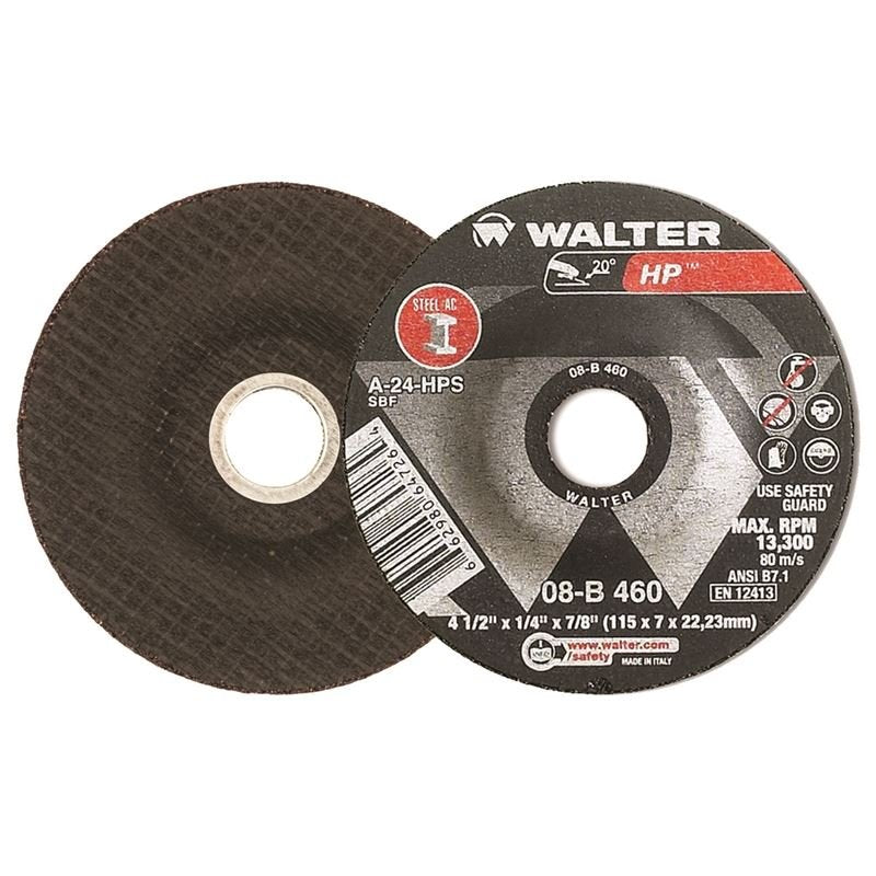 WALTER 08B460 HP GRINDING WHEEL 4 - 1/2in X 1/4in X 7/8in - Mississauga Hardware Centre Inc