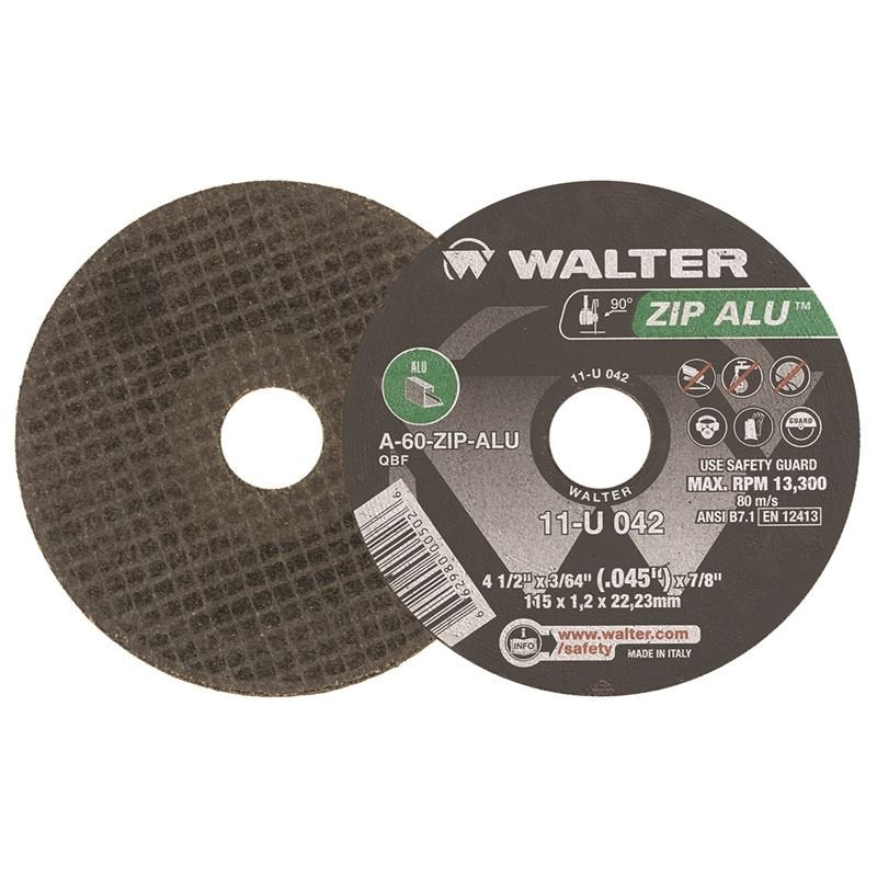 WALTER 11U042 ZIP ALU CUT - OFF WHEEL 4 - 1/2in X 3/64 - Mississauga Hardware Centre Inc
