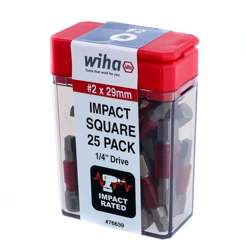 Wiha 2 Square 1 - Inch Terminator Impact Pack of 25 Bits - Mississauga Hardware Centre IncWiha ToolsWIHA-76639