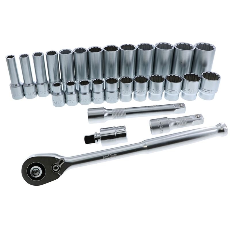 WIHA 33896 28 Piece 1/2†Drive Professional Standard and Deep Socket Tray Set - SAE - Mississauga Hardware Centre Inc