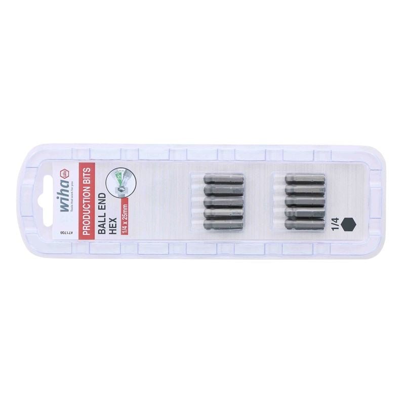 Wiha Ball End Hex Inch Insert Bit 1/4in Pack of 10 Bits - Mississauga Hardware Centre IncWiha ToolsWIHA-71708
