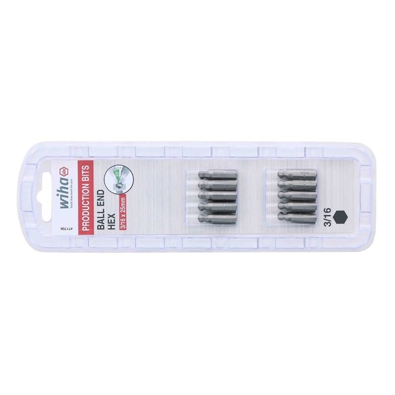 Wiha Ball End Hex Inch Insert Bit 3/16in Pack of 10 Bits - Mississauga Hardware Centre IncWiha ToolsWIHA-71706