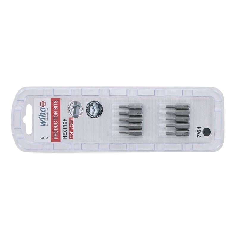 Wiha Hex Inch Insert Bit 7/64 x 25mm Pack of 10 Bits - Mississauga Hardware Centre IncWiha ToolsWIHA-71333