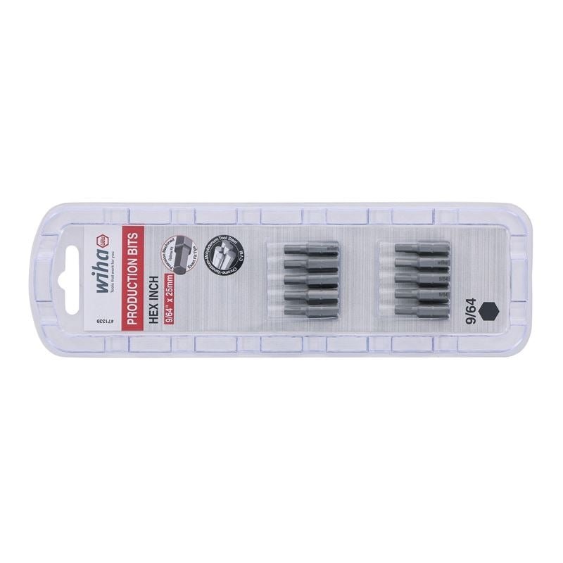 Wiha Hex Inch Insert Bit 9/64 x 25mm Pack of 10 Bits - Mississauga Hardware Centre IncWiha ToolsWIHA-71339