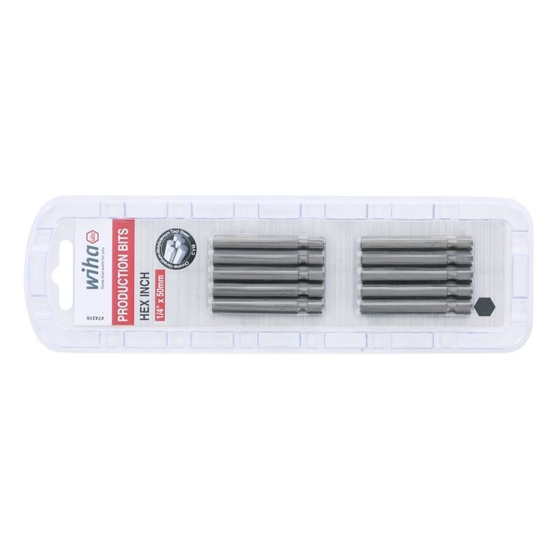 Wiha Hex Inch Power Bit 1/4 x 50mm Pack of 10 Bits - Mississauga Hardware Centre IncWiha ToolsWIHA-74318