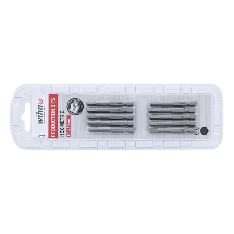 Wiha Hex Metric Power Bit 5.0 x 50mm Pack of 10 Bits - Mississauga Hardware Centre IncWiha ToolsWIHA-74350