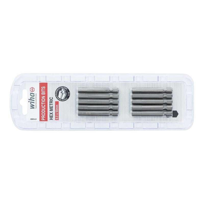Wiha Hex Metric Power Bit 6.0 x 50mm Pack of 10 Bits - Mississauga Hardware Centre IncWiha ToolsWIHA-74360