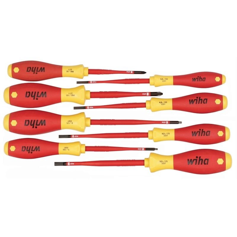 Wiha Insulated SlimLine Slotted/Phillips/Square Screwdrivers 8 Piece Set - Mississauga Hardware Centre IncWiha ToolsWIHA-32197