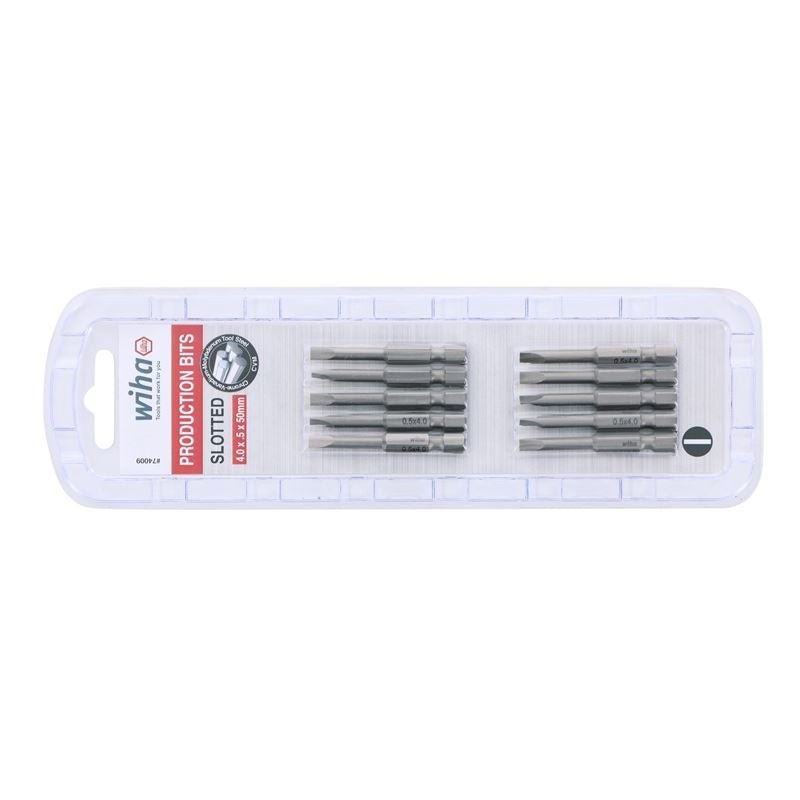 Wiha Slotted Power Bit 4.0 x .5 x 50mm Pack of 10 Bits - Mississauga Hardware Centre IncWiha ToolsWIHA-74009