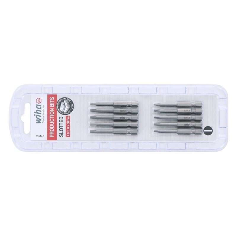 Wiha Slotted Power Bit 4.0 x .8 x 50mm Pack of 10 Bits - Mississauga Hardware Centre IncWiha ToolsWIHA-74010