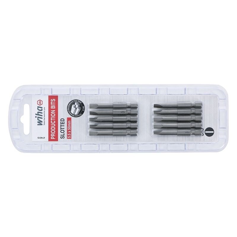 Wiha Slotted Power Bit 5.5 x 50mm Pack of 10 Bits - Mississauga Hardware Centre IncWiha ToolsWIHA-74015