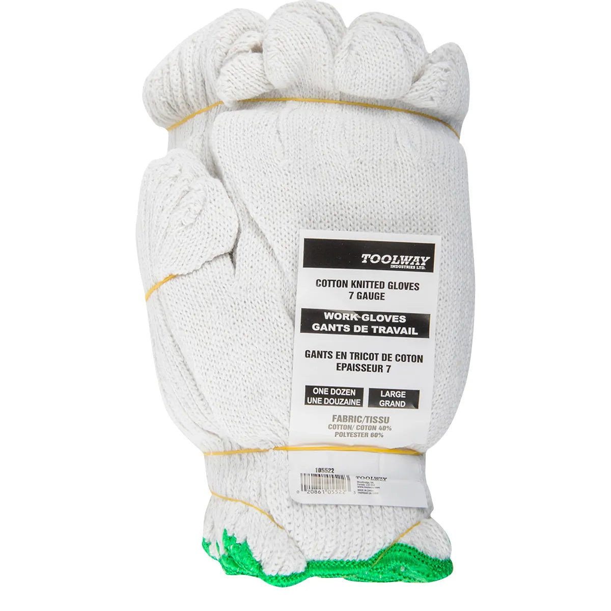 Toolway 105522 Knitted Poly/Cotton Gloves White (L) - 12pr