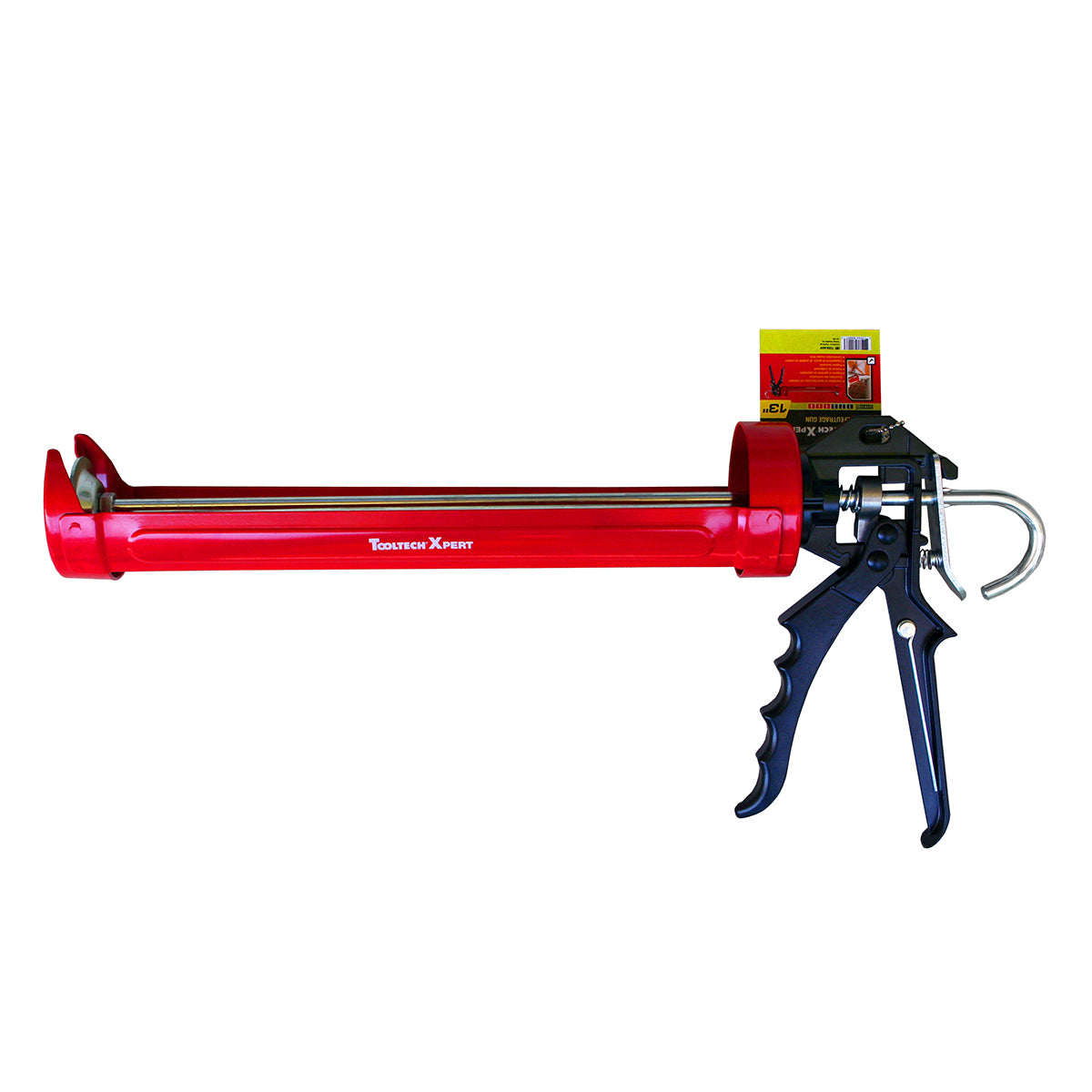 Tooltech Xpert 160007-20 Pro Rotating Cradle-Style Caulking Gun with Auto Flow Stop 13in Red