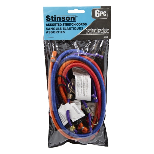 Stinson Cargo 406100 6PK Tie Down Bungee Stretch Cord Assorted