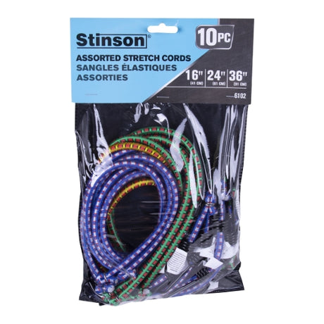 Stinson Cargo 406102 10PK Tie Down Bungee Stretch Cord Assorted