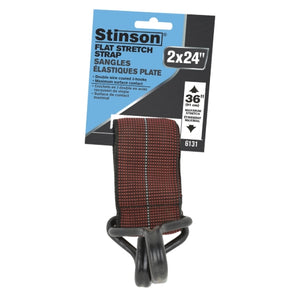 Stinson Cargo 406131 Tie Down Flat Stretch Strap with J Hooks 2in x 24in Red