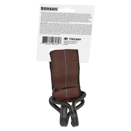 Stinson Cargo 406131 Tie Down Flat Stretch Strap with J Hooks 2in x 24in Red
