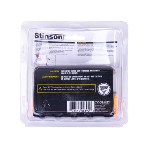 Stinson Cargo 406390 Tie Down Ratchet Strap With S-Hooks 1in x 12ft 500lb