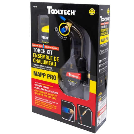 Tooltech 715073 HAZ Torch Kit Max Heat Turbo w/Mapp-Pro gas