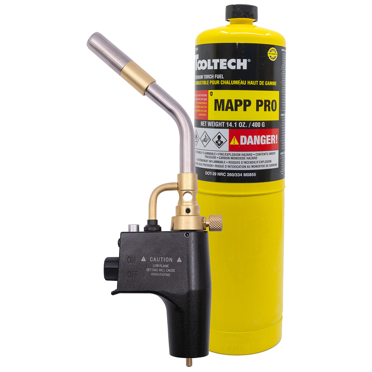 Tooltech 715075 HAZ High Heat Soldering Torch Kit Mapp Pro Gas 14.1oz