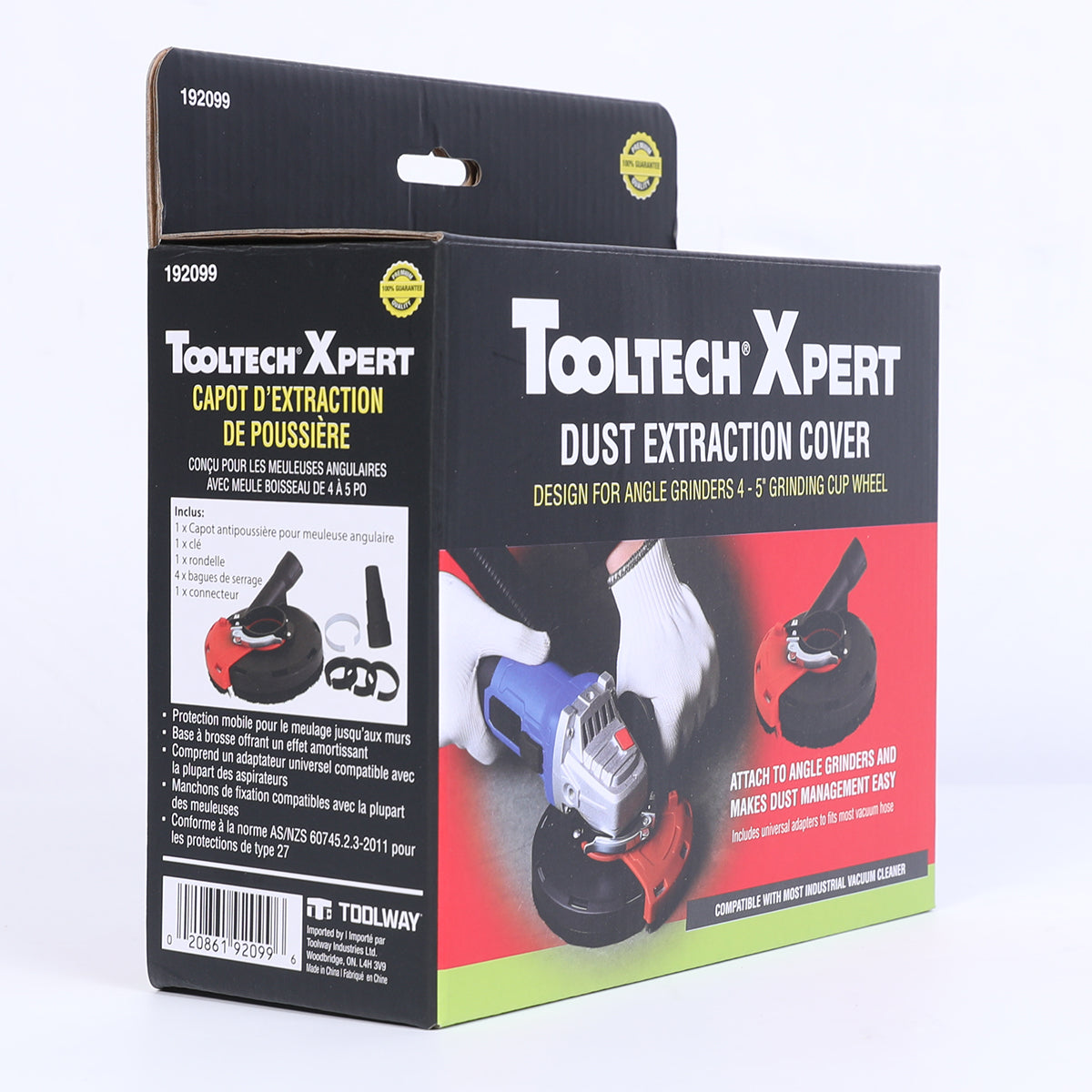 Tooltech 192099 4"-5" Grinding Dust Extractor With Universal Connectors For Angle Grinders