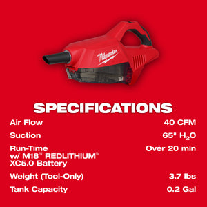 Milwaukee M18™ Brushless Handheld Vacuum 0892-20