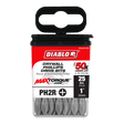 DIABLO DPH2R1P25 1" #2 Reduced Phillips Drive Bits for Drywall (25-pk)