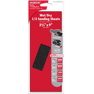 DIABLO DCS323ASTS08G 1/3 Sheet Assorted Wet/Dry Sanding Sheets (8-pc)