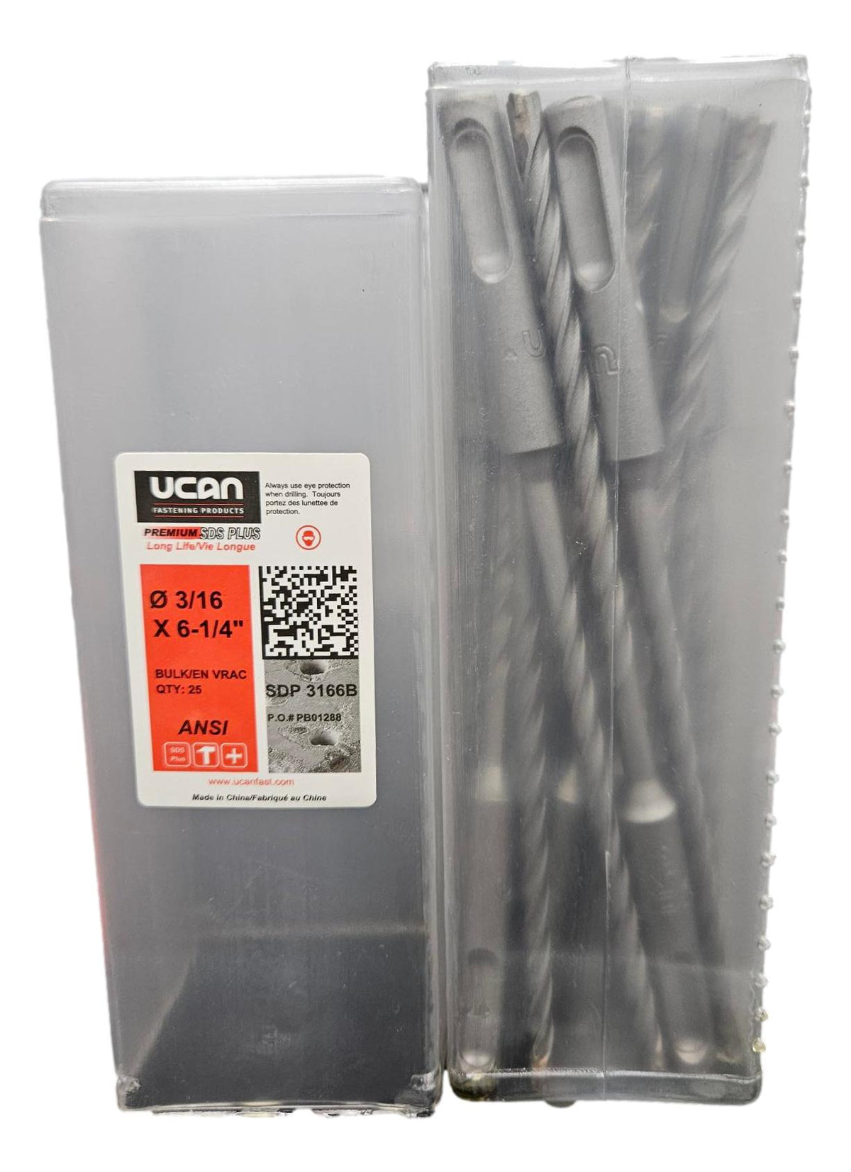 UCAN SDB3166 3/16" x 6-1/4" SDS-PLUS DRILL BIT - 25 PACK