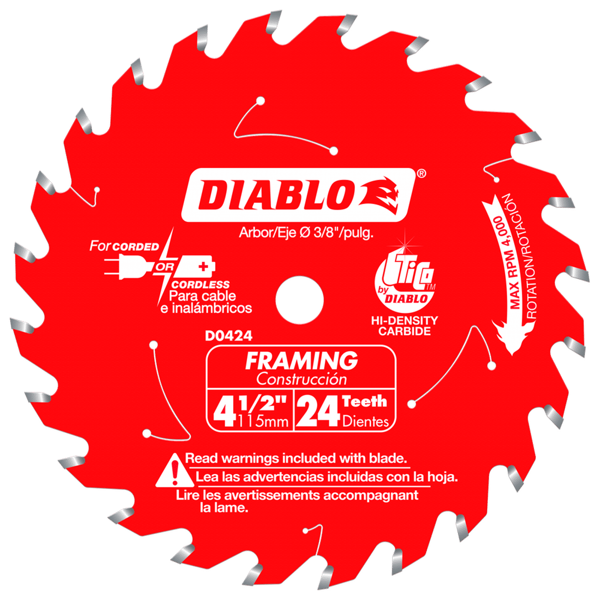 Diablo D0424X 4-1/2" x 24-Teeth Framing Saw Blade for Wood